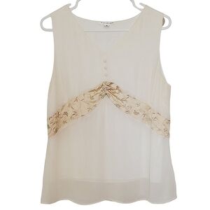 1324 * Fair Indigo Silk Tank Off White Cream Size 8